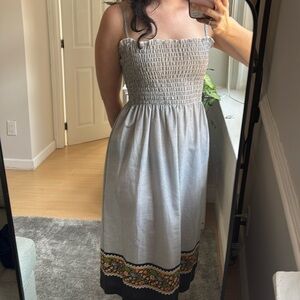 Checkered Smocked Vintage Dress with tie straps